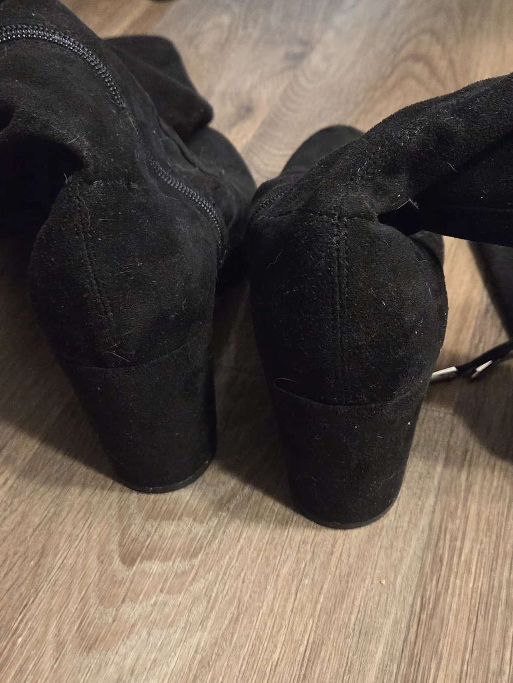 Marc Fisher Black Suede Over-the-Knee Lace-Back Block Heel Boots